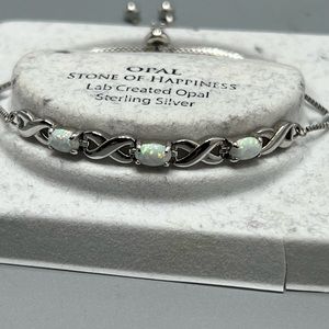 Sterling Silver & Opal Bolo Bracelet